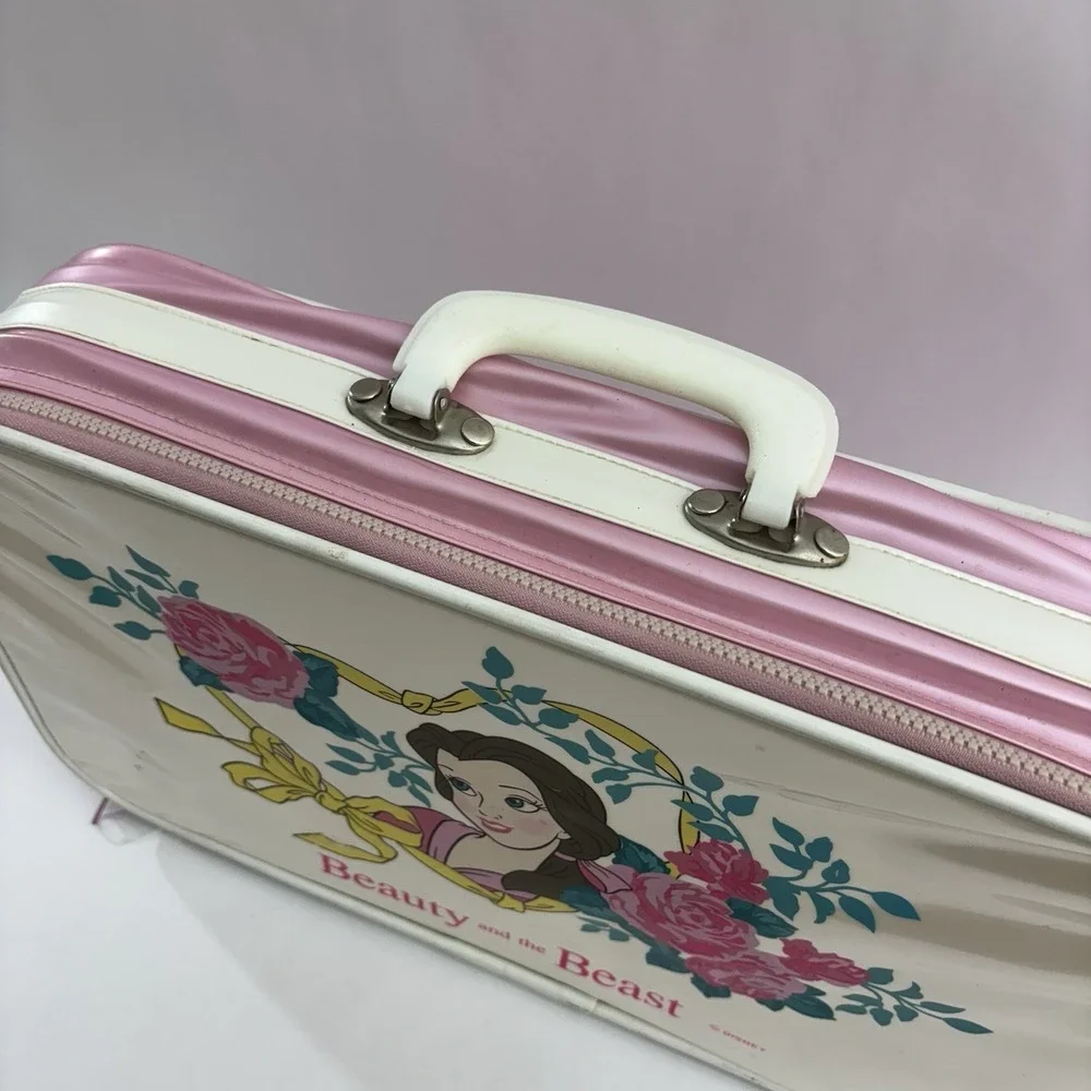 Vintage Disney Beauty And The Beast Suitcase White Zipper‎ And Handle